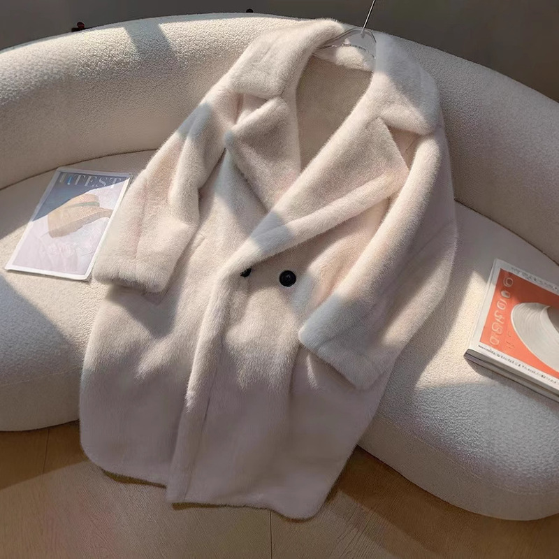 2025 Teddy Bear Mink Velvet Coat Suit Collar Long Eco-Friendly Mink Velvet Eco-Friendly Fur Women's Winter Fur Coat 2025 Teddy Bear Mink Velvet Coat Suit Collar Long Eco-Friendly Mink Velvet Eco-Friendly Fur Women's Winter Fur Coat