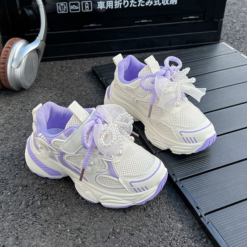 女童老爹鞋珍珠蝴蝶结时尚运动鞋2025秋季新款中大童透气休闲鞋潮|undefined