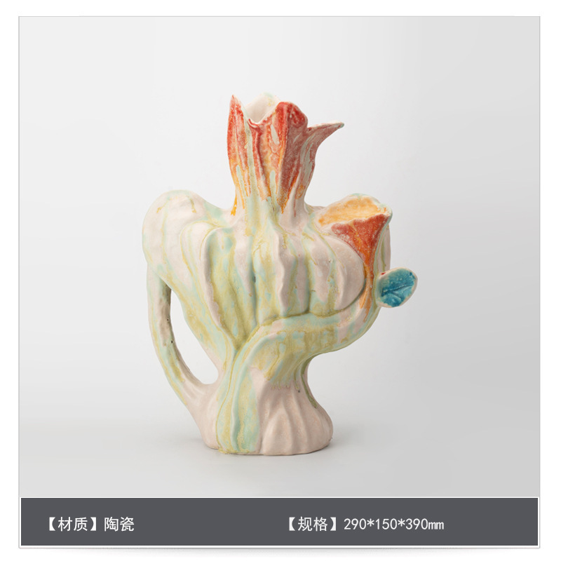 中世スタイルのセラミックフラワー花瓶装飾アートB&Bモデルルームゲストテーブルハイエンドフラワーアレンジメント装飾|undefined