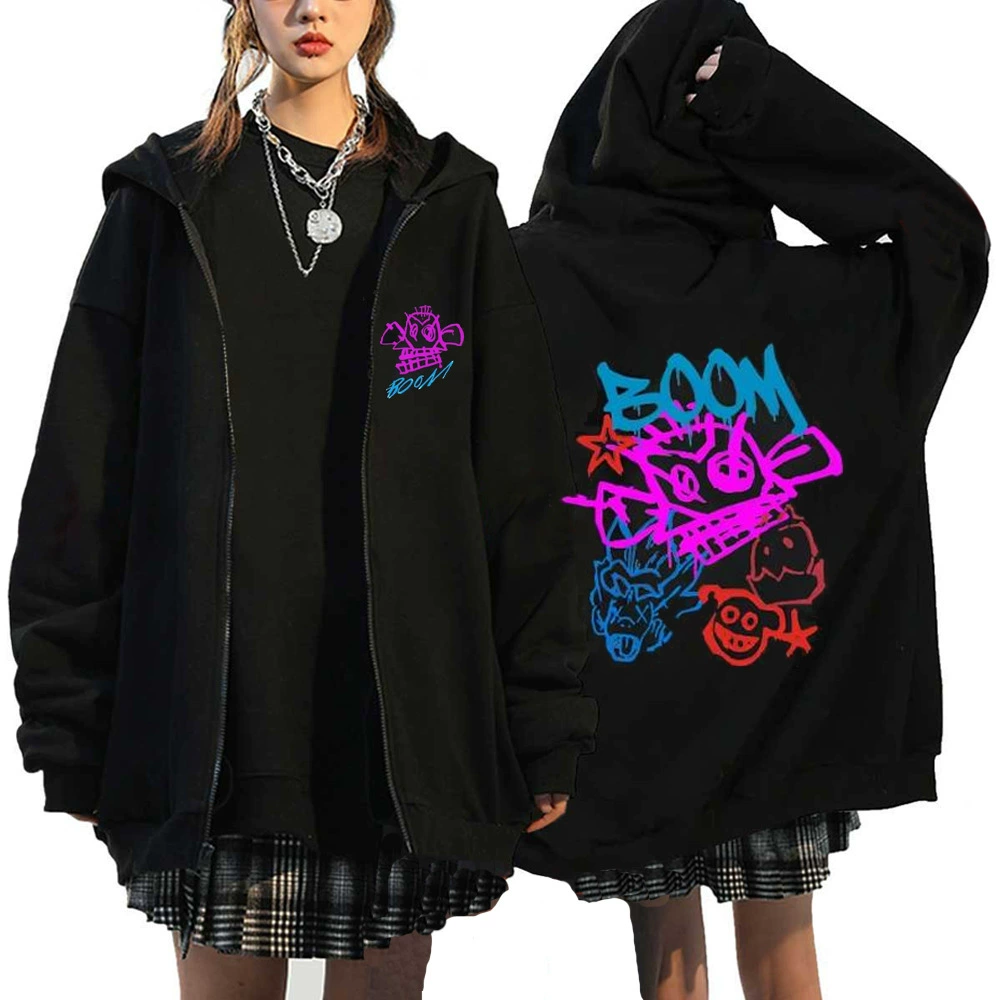 Аркейн Джинкс Zip Up куртки-monkey кукла-кролик граффити Гранж