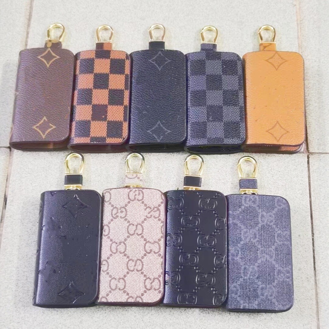 Trendy Brand Car Key Case for Women, Mini Multifunctional Key Holder, Creative Plaid Car Keychain, Cross-Border Hot Item
