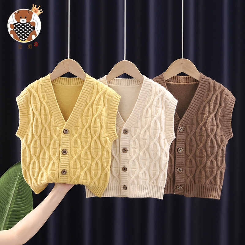 [Jin Yong] entrega de una pieza estilo coreano 2021 otoño ropa para niños suéter para niños y niñas Chaleco de torsión cardigan