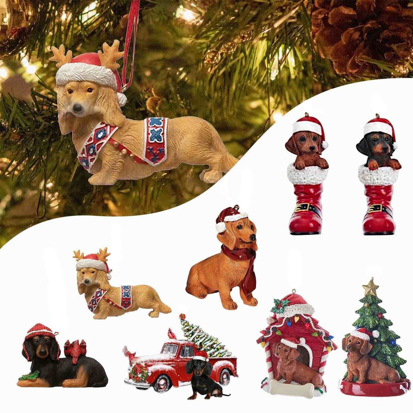 2023 árbol de Navidad colgante lindo cachorro resina acrílico perro colgante Año Nuevo fiesta decoraciones