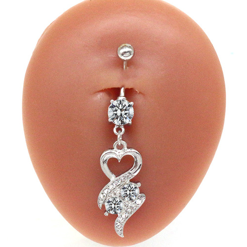 Gabby European and American cross-border heart-shaped belly button ring stainless steel belly button ring navel ornament navel nail human body piercing jewelry