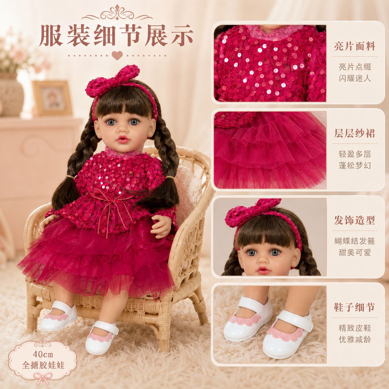 Muñeca Reborn Interactiva con Sensor Inteligente 40cm de Vinilo Multilingüe