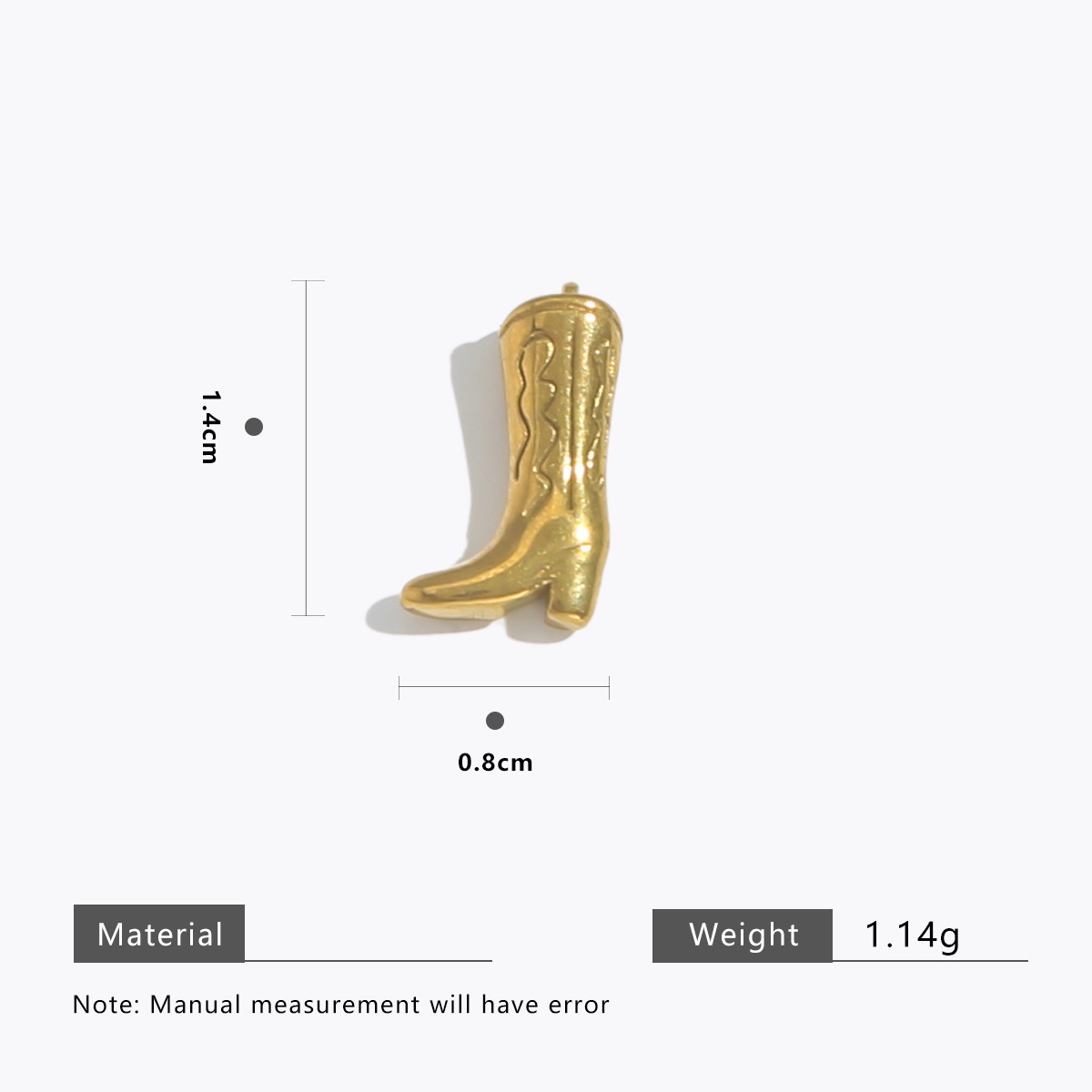 6g Weight Pendant Jewelry Making Type Charms Classification 5 PCS/Package Quantity 304 Stainless Steel Material Boots Pattern All Seasons Season Plating Design Retro, Classic Style Style 5 PCS/Package 304 Stainless Steel Boots Pendant Charms 28