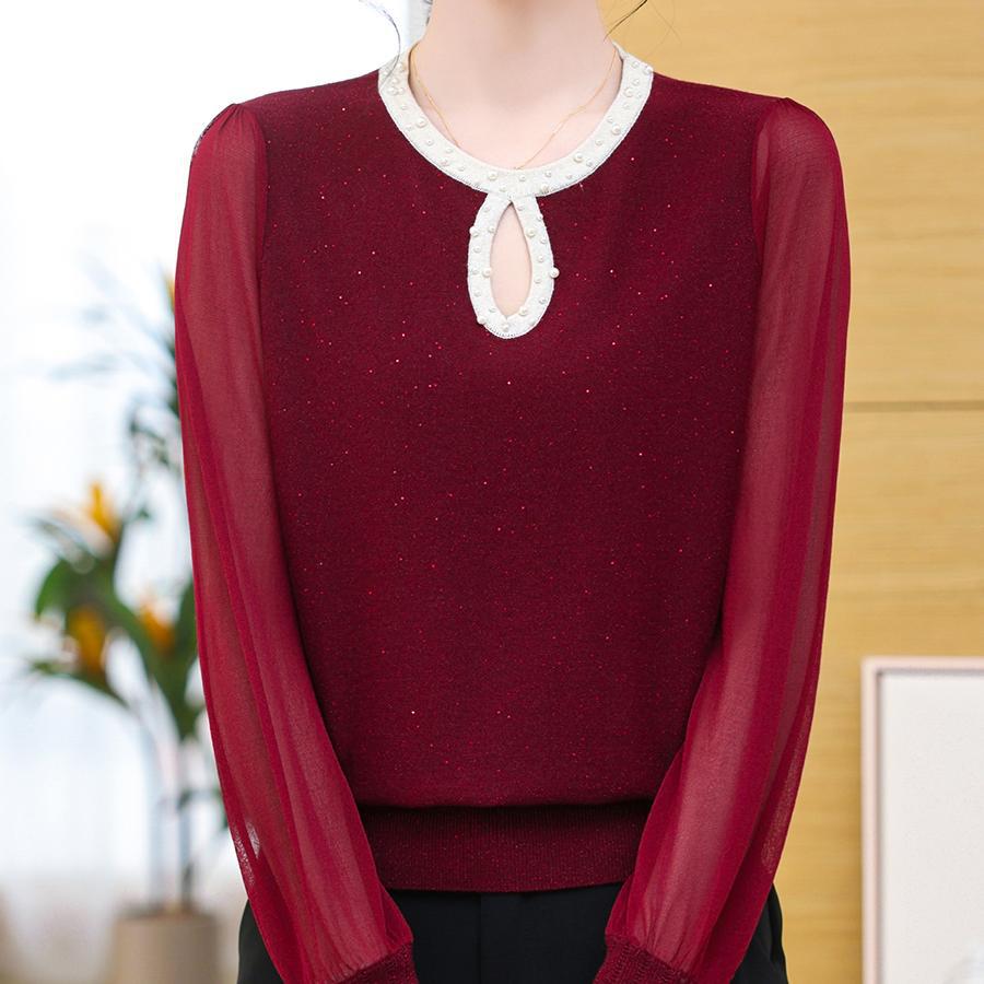 Lace design knitted spring demi-season sweater