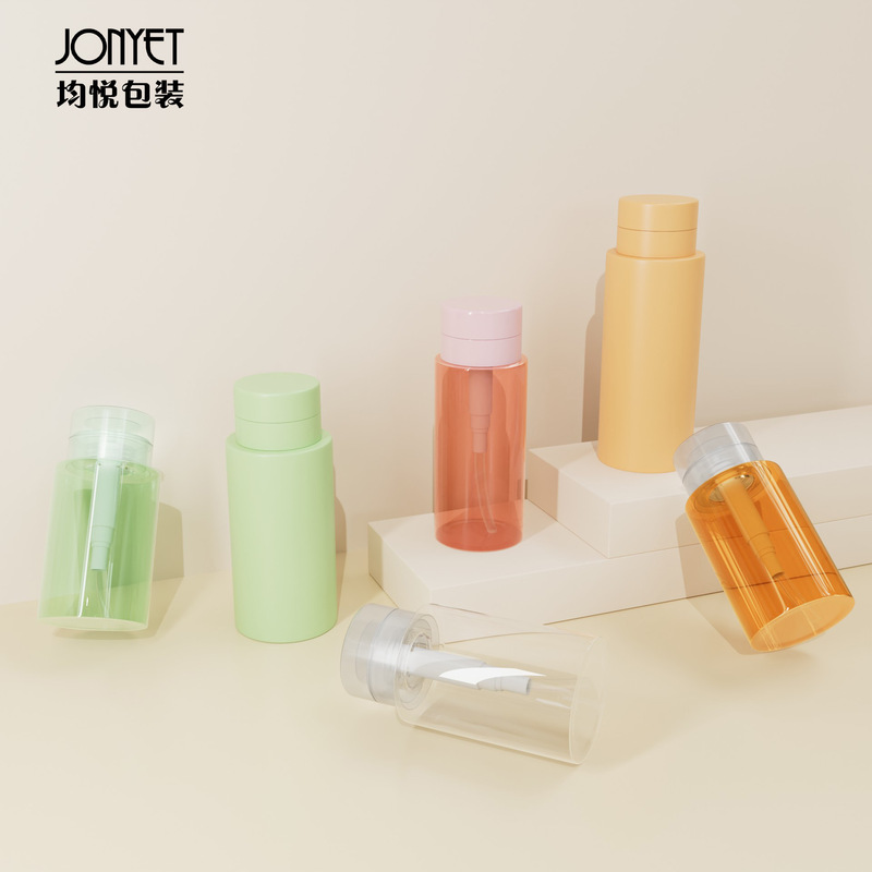 High-End Essence Serum Makeup Remover Packaging Bottle with a Squeeze Pump Head on the Top, Contact-Free Skincare Product Packaging Materials, Factory Customization