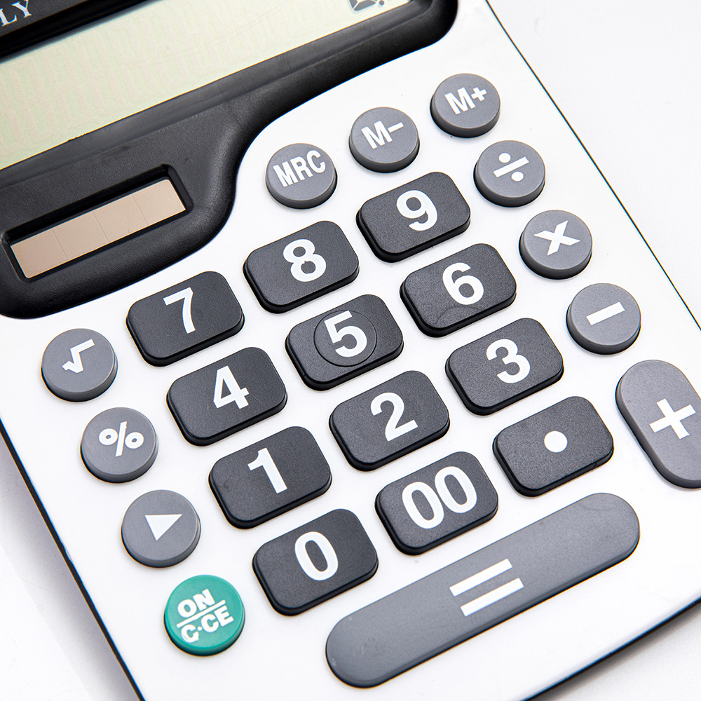 12-bit real solar gran pantalla de escritorio de oficina financiera Calculadora de doble fuente de alimentación fábrica en stock al por mayor