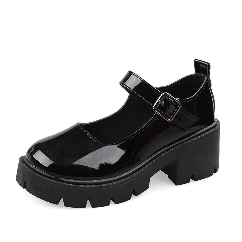 Zapatos de cuero pequeños marizhen blancos mujer otoño 2023 cosplay suela gruesa tacones gruesos zapatos individuales JK