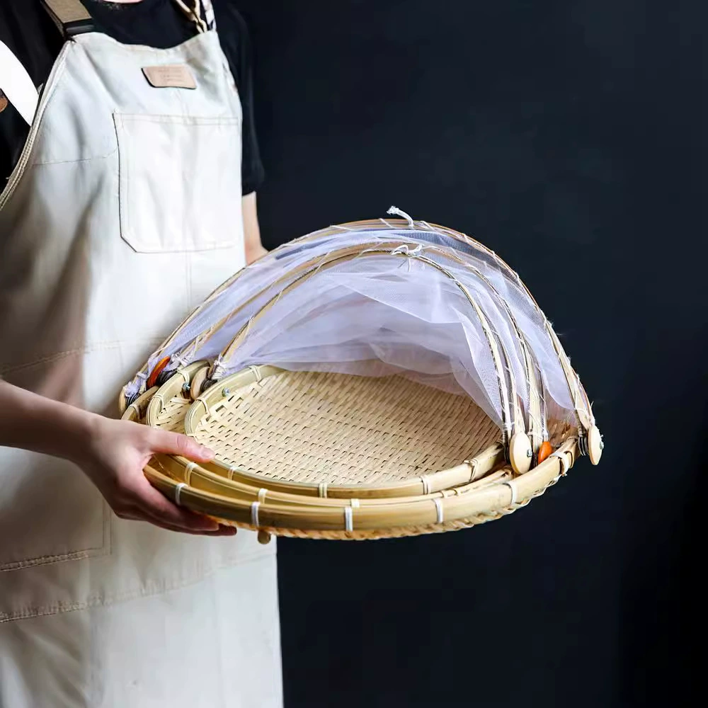 Bamboo Food Cover, Foldable Mesh Dome, Dust & Fly Protection (Multiple Sizes)