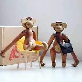 实木定制cnc雕刻加工工艺摆件欧式木质北欧丹麦木偶沙比利猴子