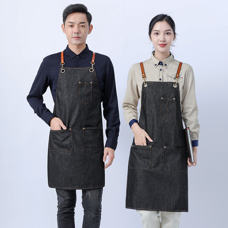 Cross-border denim logotipo personalizado coreano pintura de cocina de estilo occidental manicura jardinería café ropa de trabajo delantal