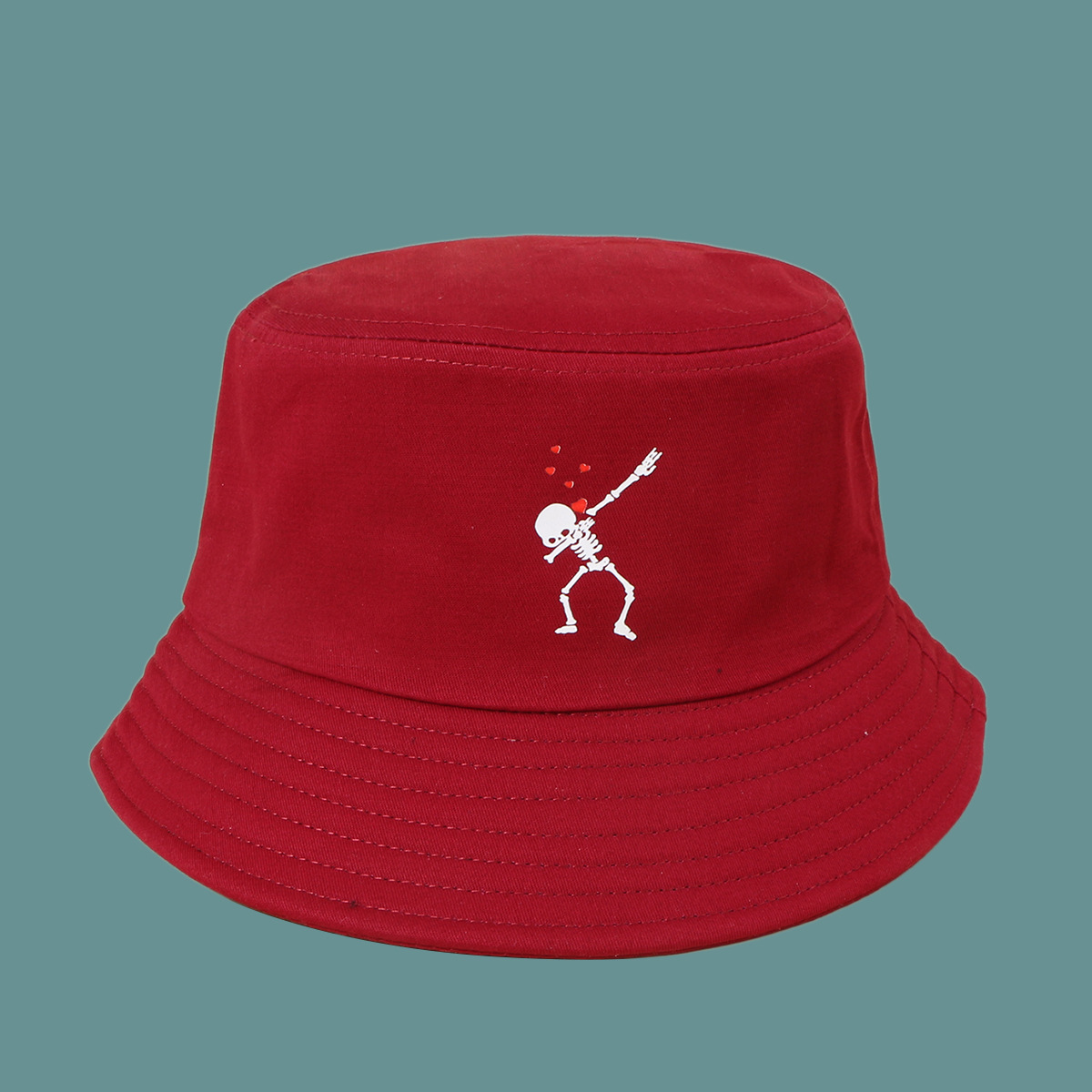 Nouveau Chapeau De Pêcheur De Crâne D'amour De Parasol Rouge De Mode display picture 2