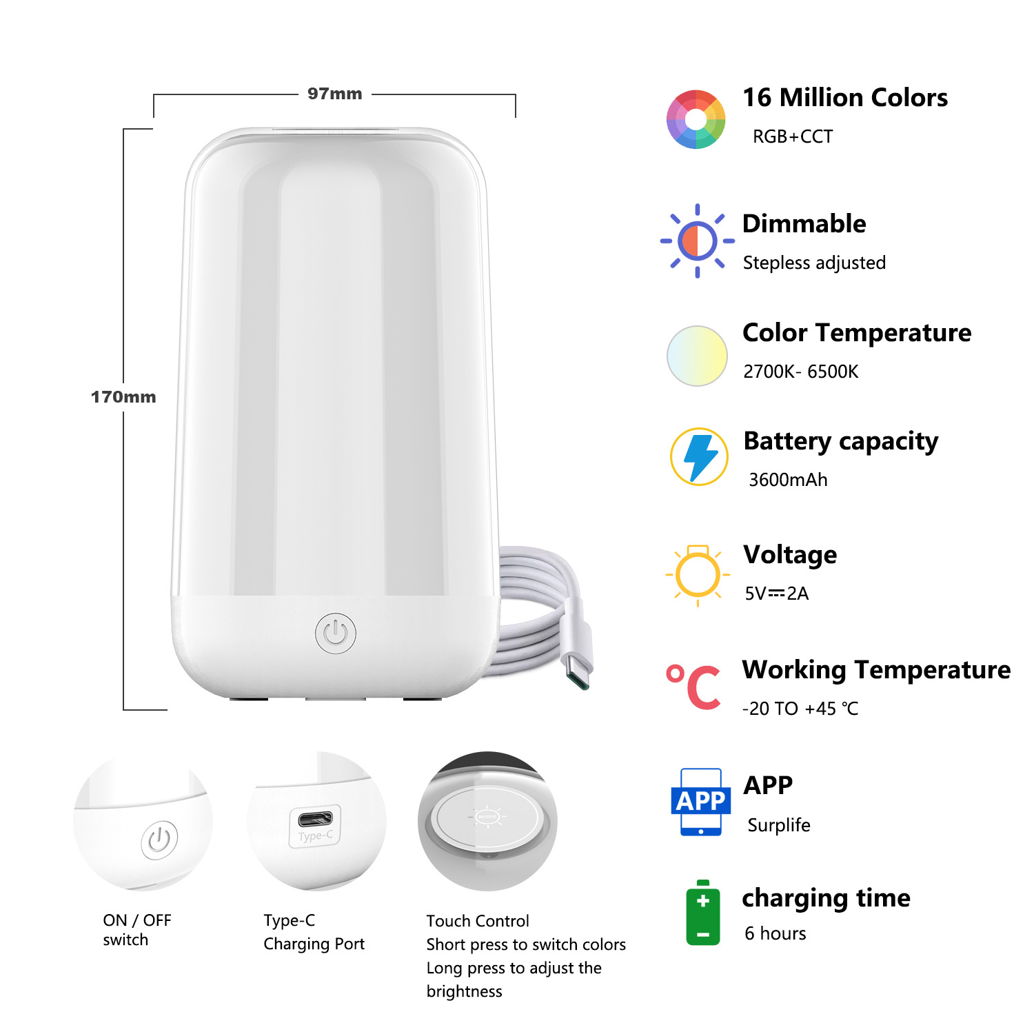 廠家藍(lán)牙觸摸智能小夜燈便攜7彩氛圍燈床頭臺燈USB創(chuàng)意跨境私模