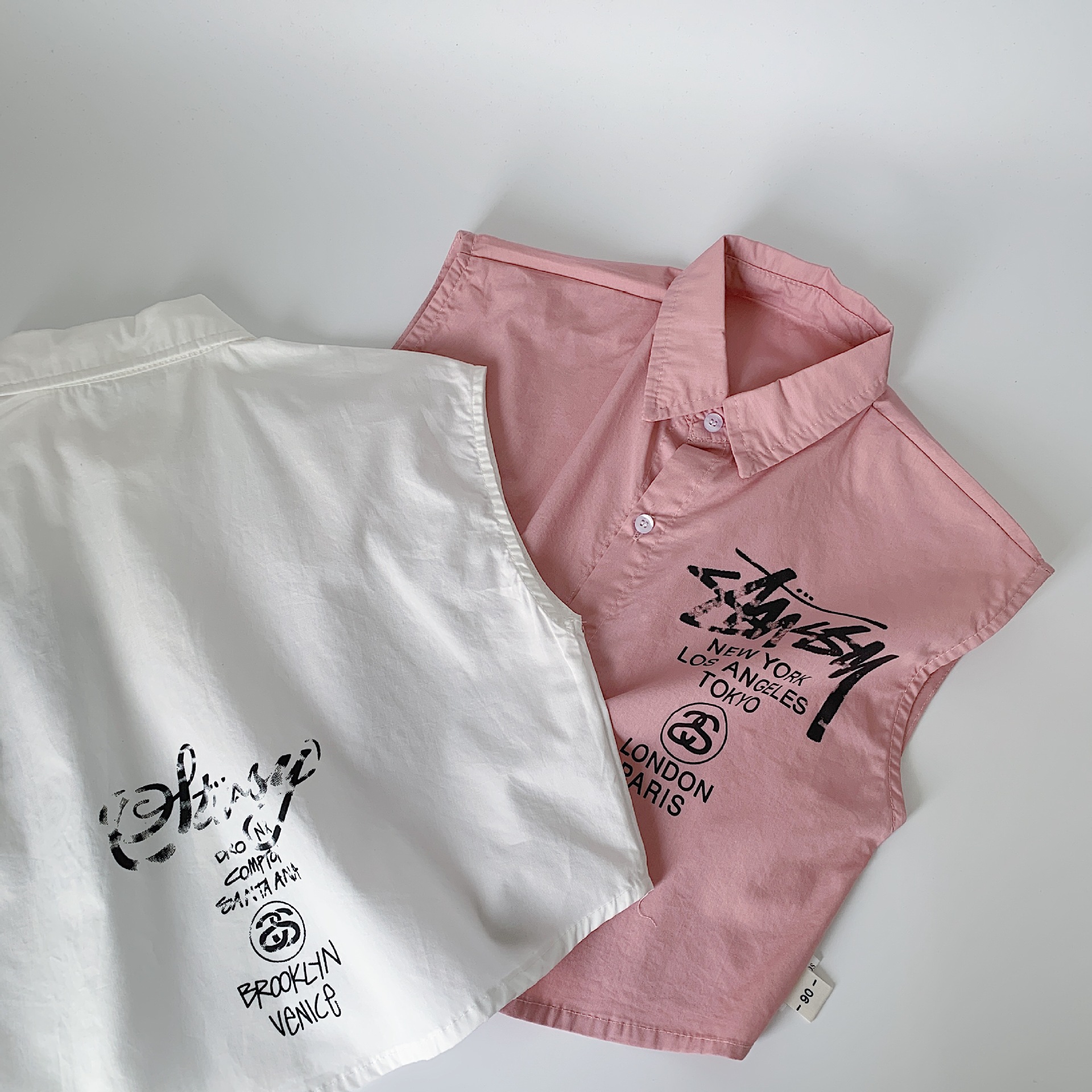 [Precio especial diario 21.99 RMB] Camisas infantiles Maibao 2025 verano camisas de aire extranjero para bebés sin mangas para hombres y mujeres