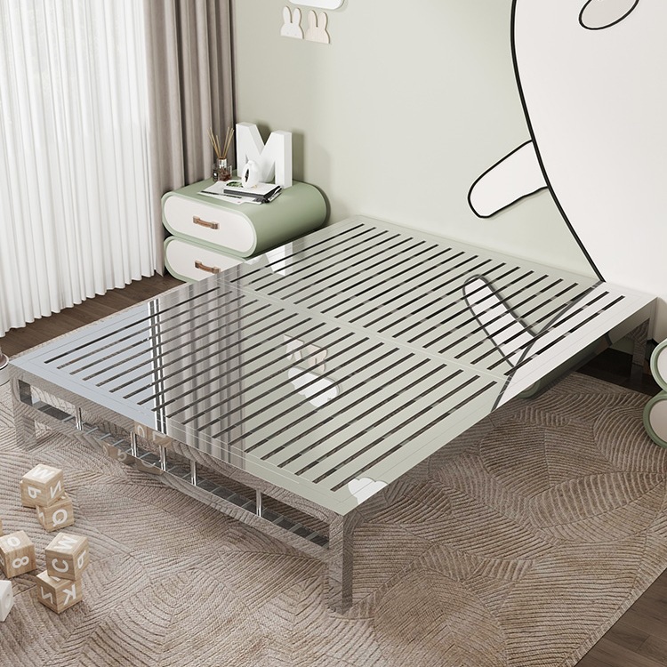 304 Stainless Steel Bed 1.68m Double Tatami Single Modern Simple Thickeneded Iron Bed Frame