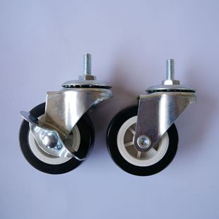 1.5 inch M6 × 15 screw universal caster with brake steering wheel black PVC2 inch M8 * 15 screw furniture wheel