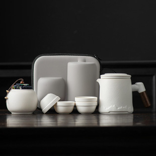 Travel Tea Set Complete Set of One Pot, Three or Four Cups Ceramic Mug with Filter High-End Gift Outdoor Portable Small Set
