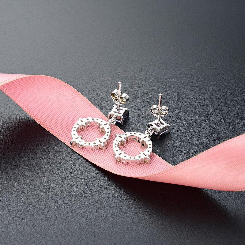 Corea del Sur ins Chanel estilo círculo pendientes diamante pendientes s925 plata esterlina simple circón pendientes para las mujeres al por mayor