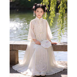 汉服女童2026新款古风中秋节日常可穿国风公主裙新中式两件套套装