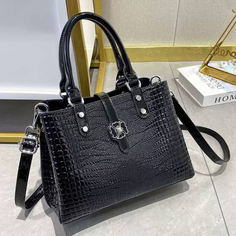 Capacious one-shoulder bag, crocodile print, 2023 collection