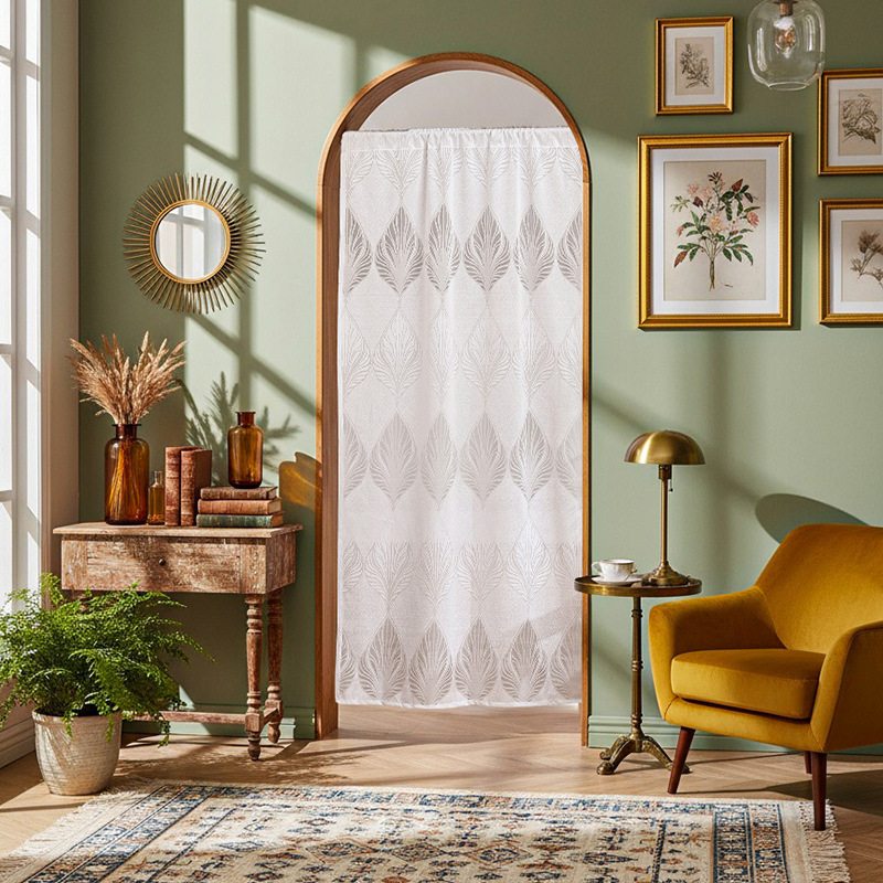 New French Retro Lace Door Curtain Bedroom Decoration Opaque Window Screen Punch-Free Partition Gauze Curtain Finished Product Wholesale
