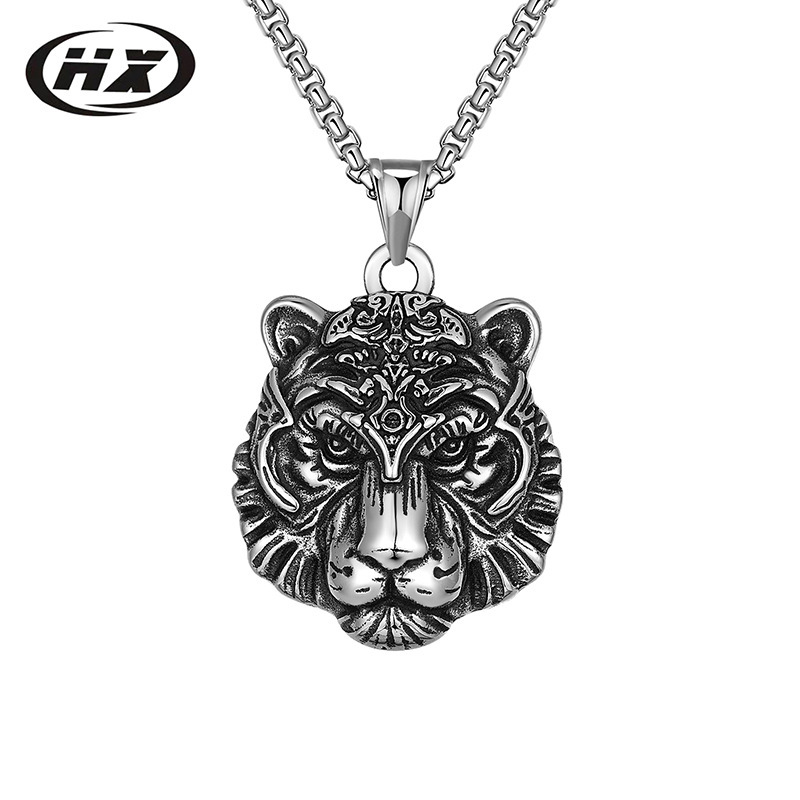 Amazon Supply 2022 Tiger year birth year titanium steel tiger head sweater long men's sweater necklace wholesale Amazon Supply 2022 Tiger year birth year titanium steel tiger head sweater long men's sweater necklace wholesale