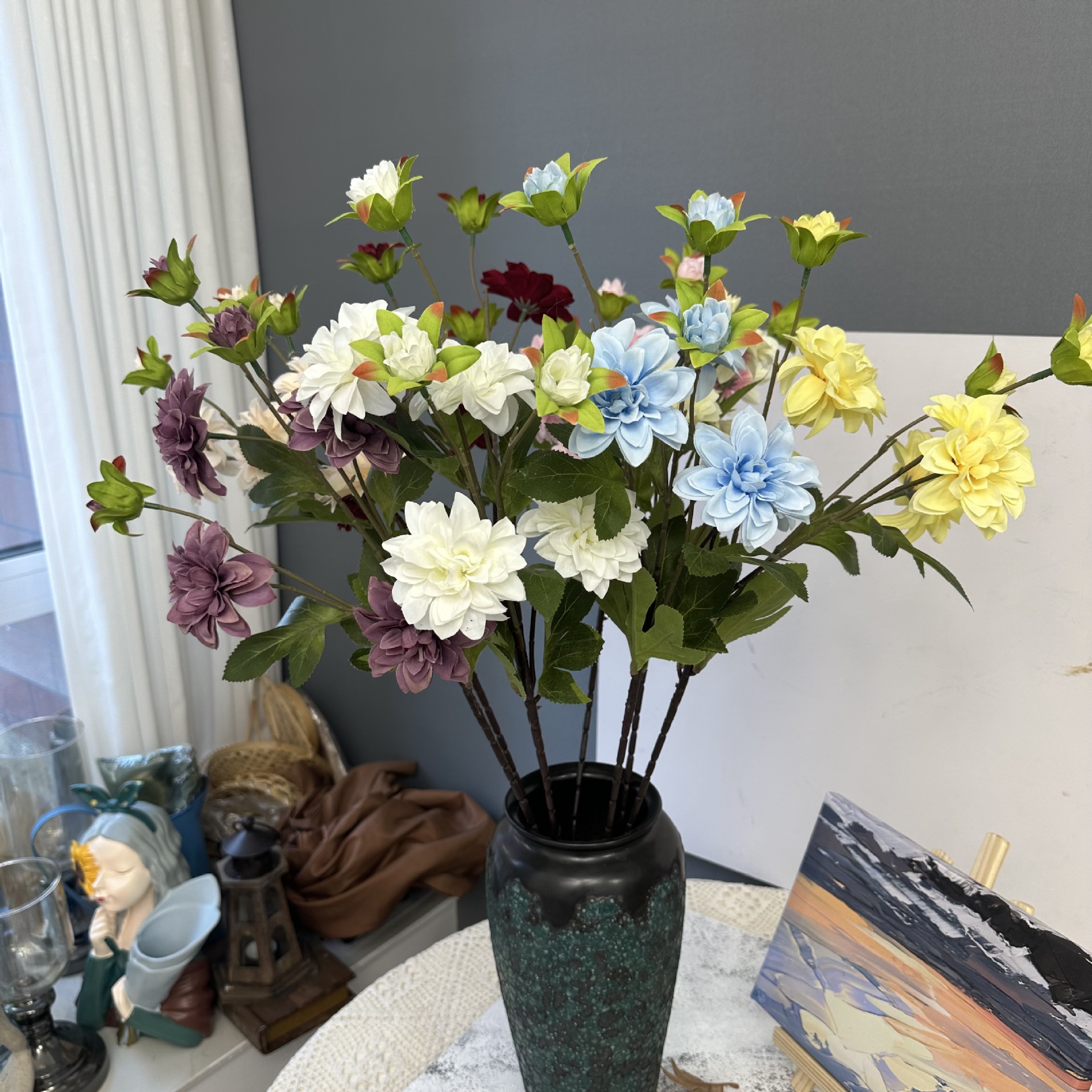 婚慶仿真7頭小麗花婚禮堂絹花插花擺件假花家居裝飾婚禮小麗花