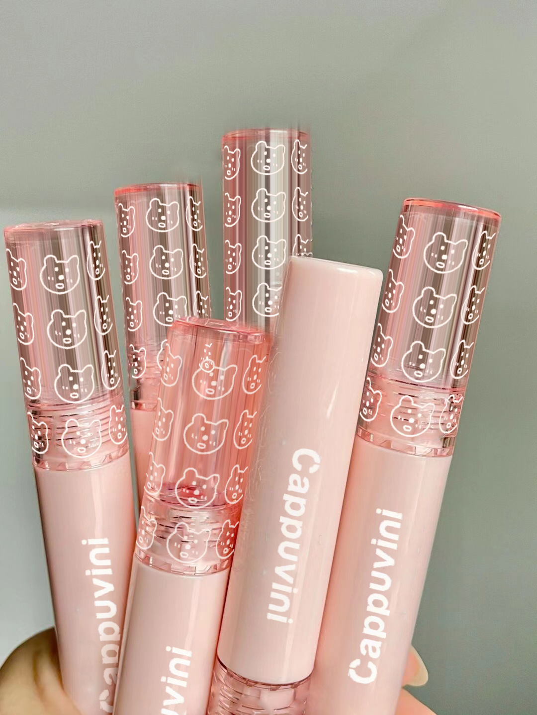 Capo Vini Bubble Bear Lip Gloss Mirror Water Light Glass Pouty Lip Lipstick for Women, affordable student milk tea color Lip gloss undefined