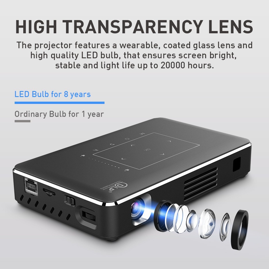 Transfronterizo 4K proyector inteligente portátil HD DLP Home Office proyector 3D batería incorporada comercio exterior caliente