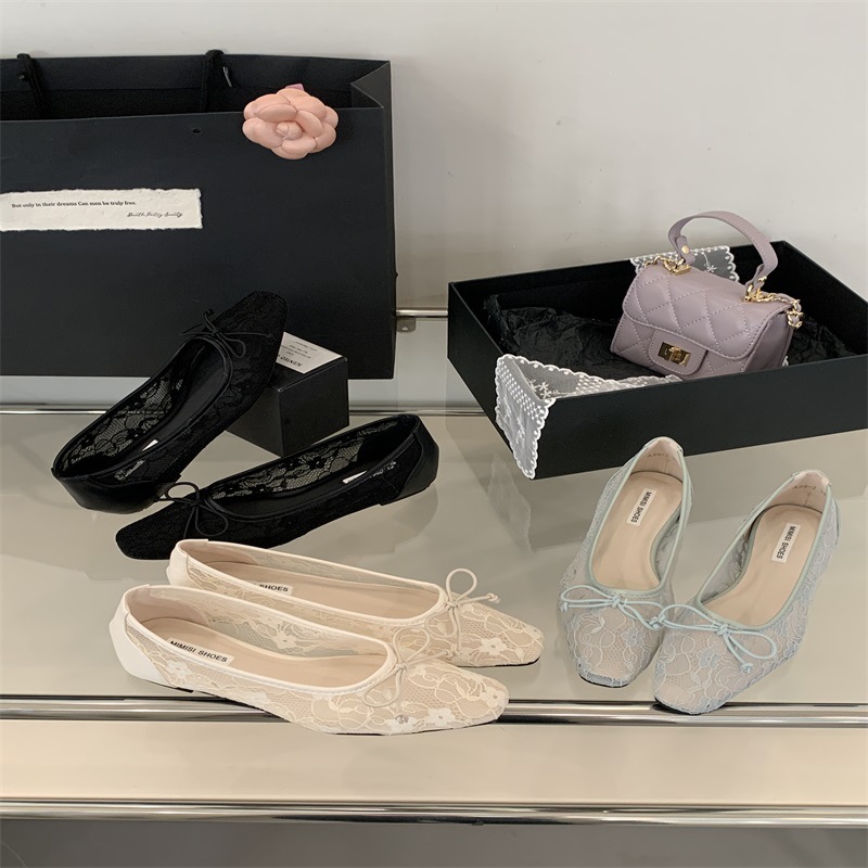 플랫 프렌치 레이스 활 신발 요정 신발 2025 봄과 여름 새로운 메쉬 통기성 올 매치 늦은 저녁 신발