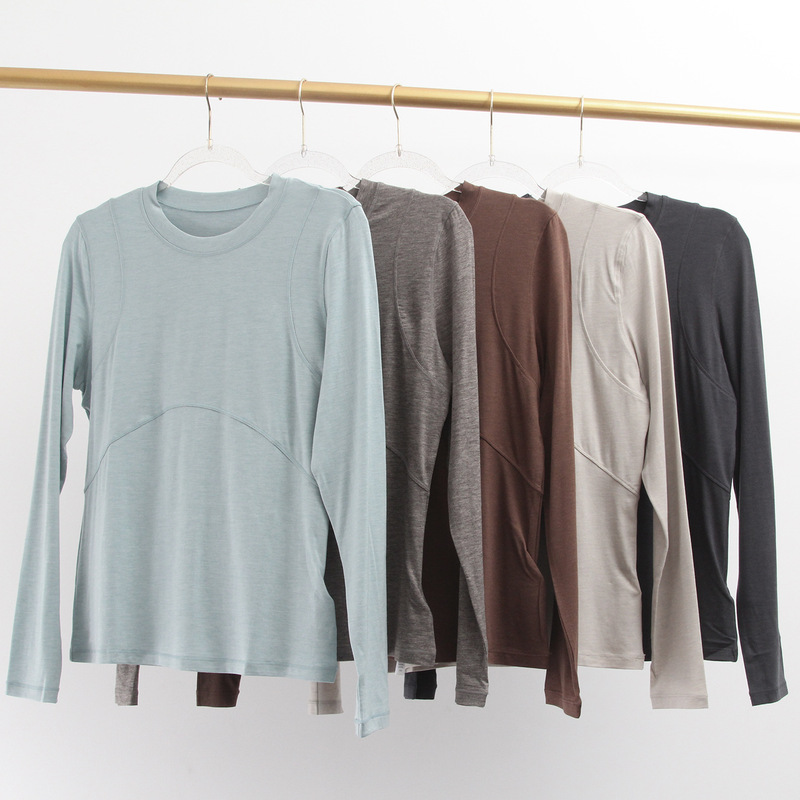 Tencel Merino Wool T-Shirt Women's 3D Waist Antibacterial Deodorant Stretch Slim Fashion Sports Yoga Fitness Wear