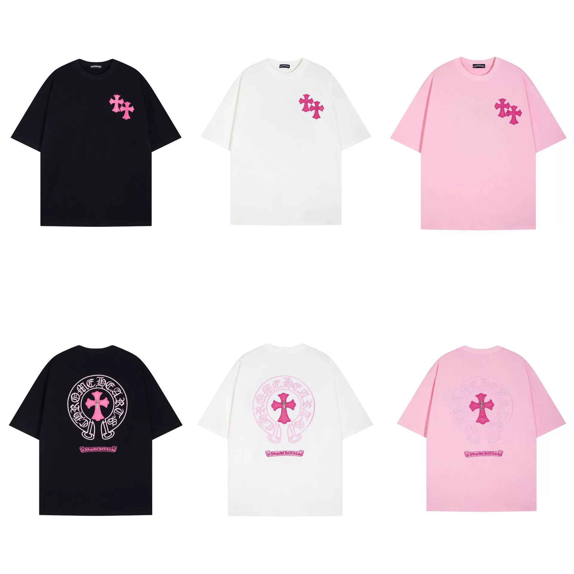 [新品正确版潮牌Chrome Hearts24ss男女纯棉十字架刺绣短袖T恤]