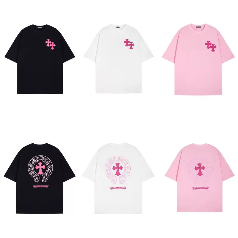 [新品正确版潮牌Chrome Hearts24ss男女纯棉十字架刺绣短袖T恤]