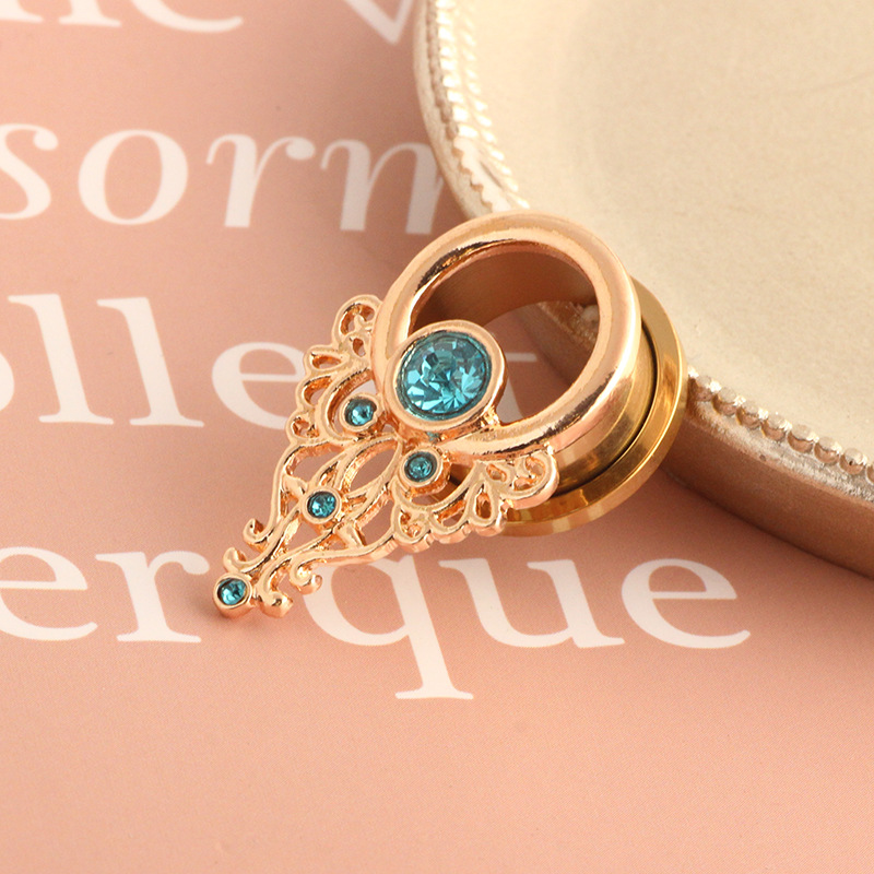 Rose Gold Stainless Steel Flower Auricle Ear Piercing Jewelry, 16mm Body Piercing with Cubic Zirconia, Fresh Design detail image 8