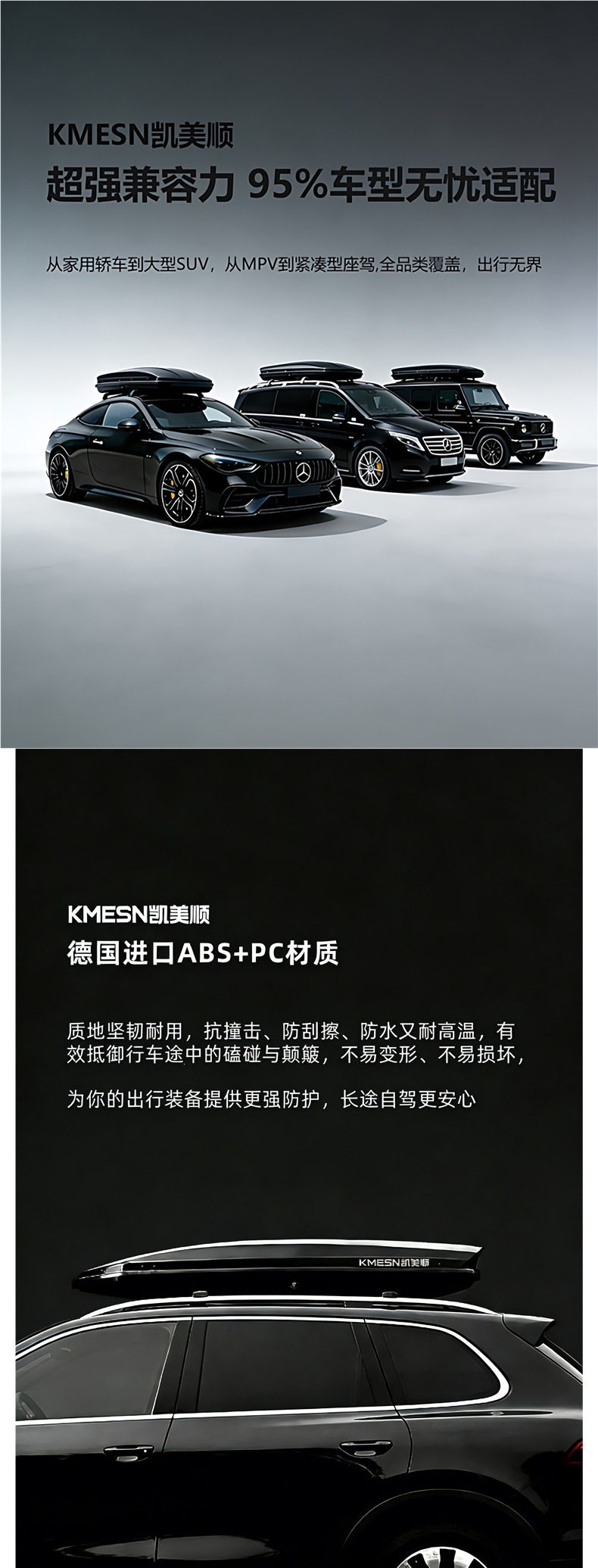 Roof luggage box for SUVs, universal car roof box luggage rack, large-capacity recessed travel box, low wind resistance