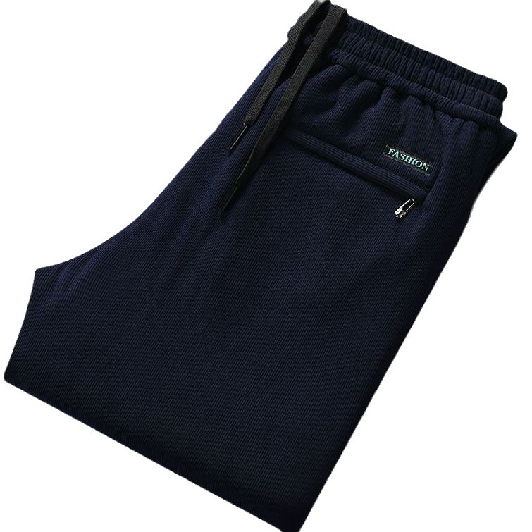 Pantalones casuales engrosados forrados de pana de invierno para hombres más tamaño Pantalones rectos de negocios de pana suelta