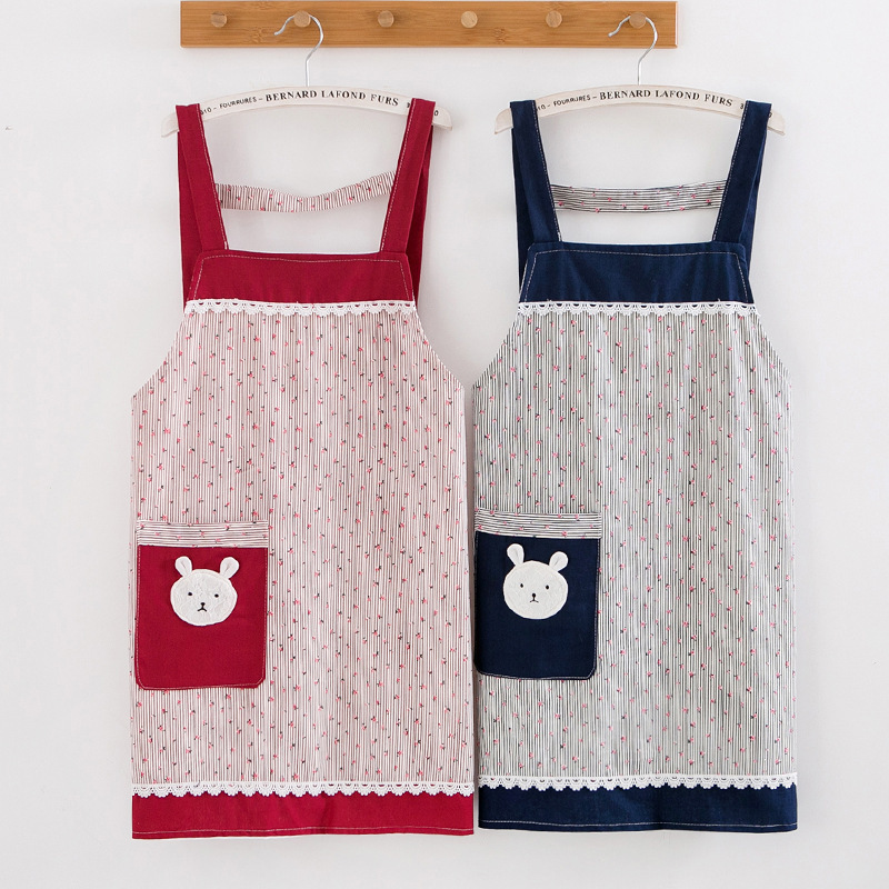 Apron Household Kitchen New 2021 Waterproof and Oil-proof Women's Fashion Cute Bear Adult Vest Cooking Work Clothes