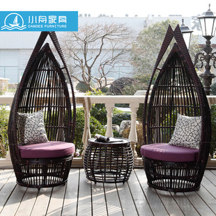 Outdoor Sofa Bed Outdoor Combination Swimming Pool Garden Hotel Terrace Bird's Nest Rattan Lounge Chair Leisure Creative Bird Cage