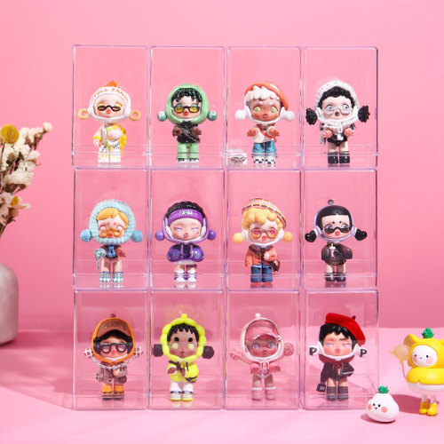 Blind box storage display stand single transparent doll figure box scene bear sight hot bubble mart display box