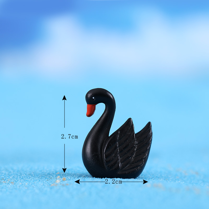 Thiên nga lông đen trắng, quà tặng zakka độc đáo, tiểu cảnh trang trí mini (z-CJ-717)