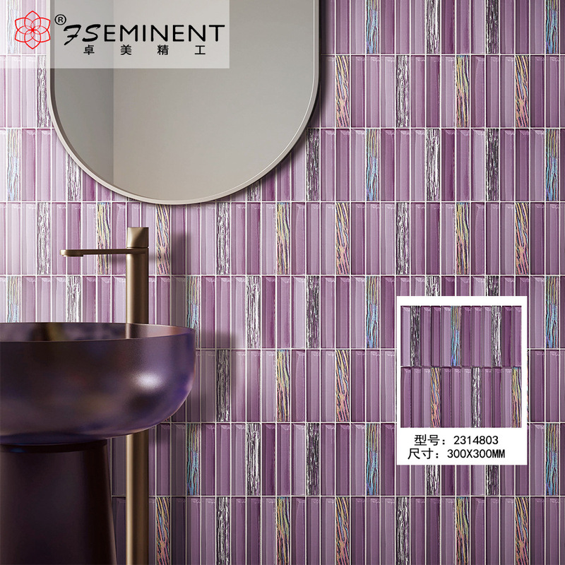 Glass Mosaic Scandinavian Colorful Crystal Mosaic Tile Bathroom Toilet Bathroom Bar Kitchen Wall Strip