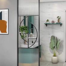 轻奢屏风隔断玄关客厅钢化玻璃入户装饰洗漱台不锈钢铁艺工厂批发