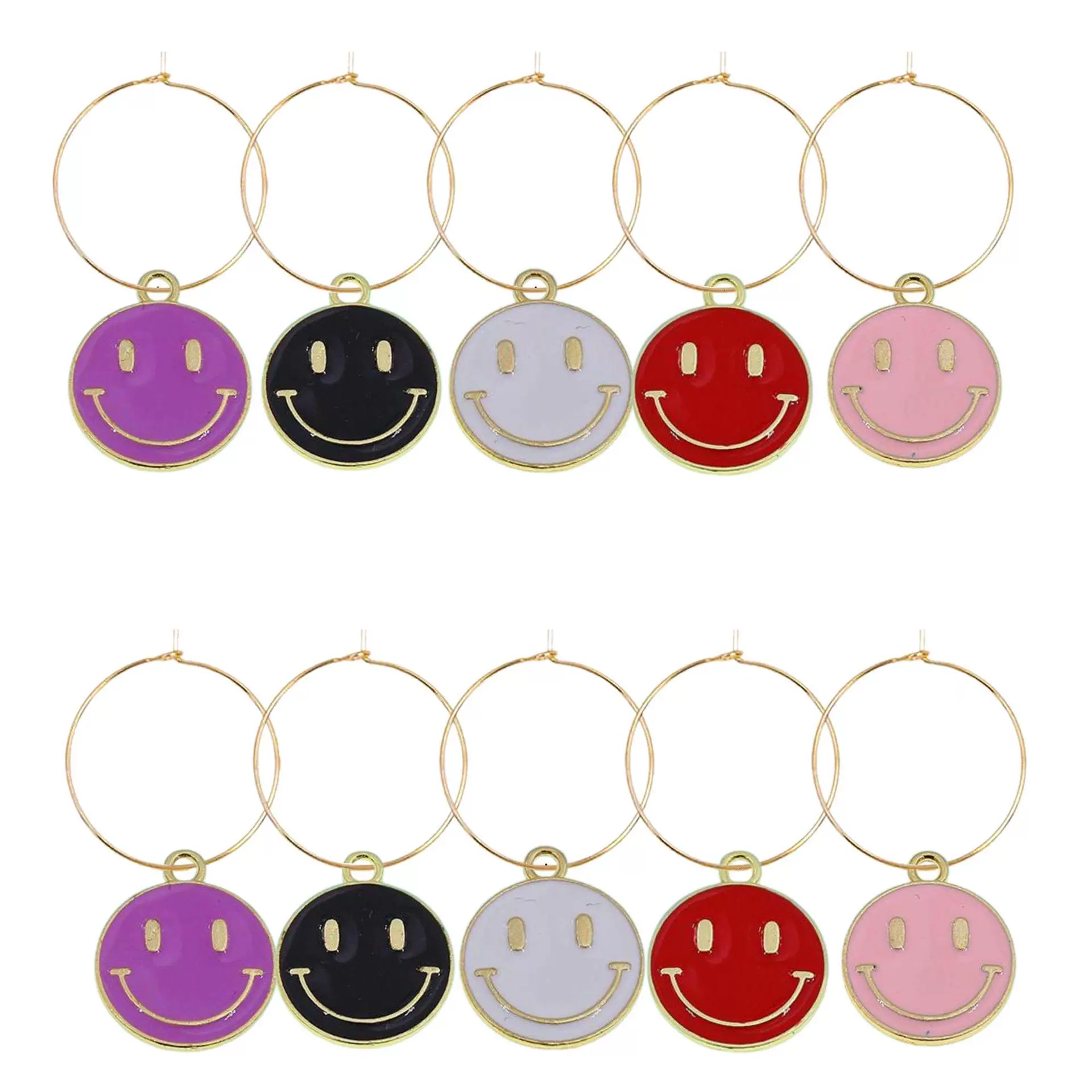 Двусторонний смайлик с каплями масла, сплав, украшение для вечеринки в стиле вина, подвеска для бокала на Хэллоуин или вечеринку.