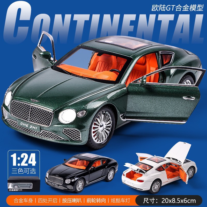 Coche de aleación modelo de coche 1:24 europeo GT coche deportivo con sonido y luz tira de juguete batería música modelo decoración colección