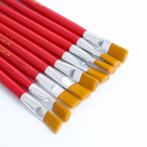 Manufacturer wholesale art oil paint brushes painting tools No. 1234567890 red rod nylon brush oil paint brush