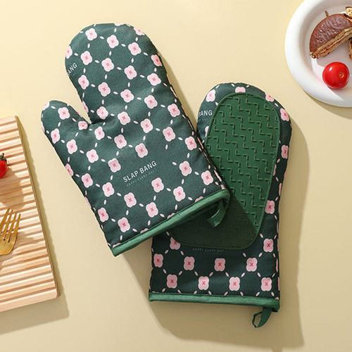 Kitchen anti-scalding gloves wholesale thickened microwave oven silicone non-slip high temperature resistant baking baking insulation gloves