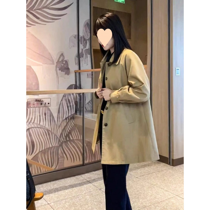 中长款高级感风衣女春秋季新款韩版宽松百搭气质卡其色大衣外套女|undefined