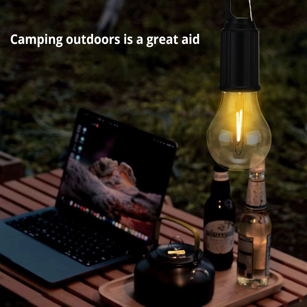 camping LED bulb Glintor Type-C, tungsten filament, USB rechargeable, retro style